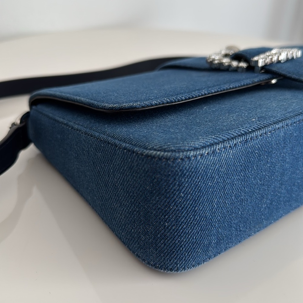 Jimmy Choo Denim Shoulder Bag with Adjustable Strap & Matching Compact Wallet - Picture 10 of 17